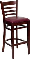 Mahogany Wood Restaurant Bar Stool - Ladderback