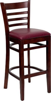 Mahogany Wood Restaurant Bar Stool - Ladderback