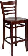 Mahogany Wood Restaurant Bar Stool - Ladderback