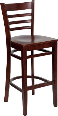 Mahogany Wood Restaurant Bar Stool - Ladderback