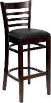 Walnut Wood Restaurant Bar Stool - Ladderback