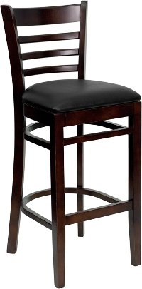 Walnut Wood Restaurant Bar Stool - Ladderback