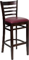 Walnut Wood Restaurant Bar Stool - Ladderback