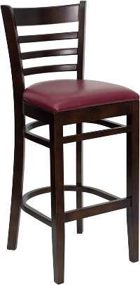 Walnut Wood Restaurant Bar Stool - Ladderback