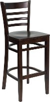 Walnut Wood Restaurant Bar Stool - Ladderback