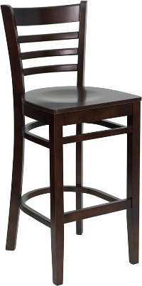 Walnut Wood Restaurant Bar Stool - Ladderback