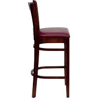 Mahogany Wood Restaurant Padded Bar Stool - Slatback-2