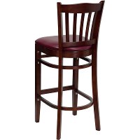 Mahogany Wood Restaurant Padded Bar Stool - Slatback-3