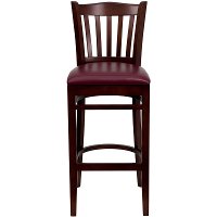Mahogany Wood Restaurant Padded Bar Stool - Slatback-4