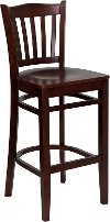 Mahogany Wood Restaurant Bar Stool - Slatback