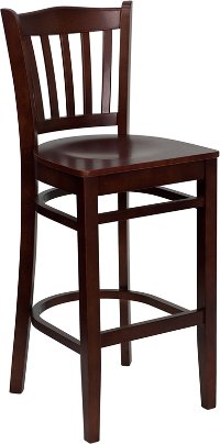 Mahogany Wood Restaurant Bar Stool - Slatback