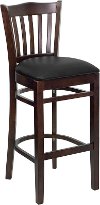 Walnut Wood Restaurant Padded Bar Stool - Slatback