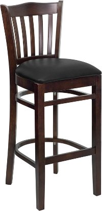 Walnut Wood Restaurant Padded Bar Stool - Slatback