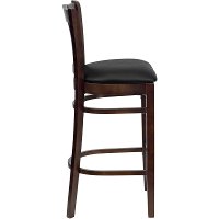 Walnut Wood Restaurant Padded Bar Stool - Slatback-2