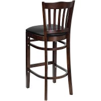 Walnut Wood Restaurant Padded Bar Stool - Slatback-3