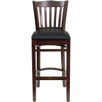 Walnut Wood Restaurant Padded Bar Stool - Slatback-4