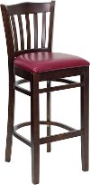 Walnut Wood Restaurant Padded Bar Stool - Slatback