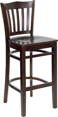 Walnut Wood Restaurant Bar Stool - Slatback