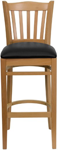 Natural Wood Restaurant Padded Bar Stool - Slatback-4