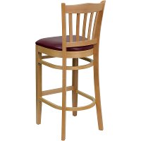 Natural Wood Restaurant Padded Bar Stool - Slatback-3