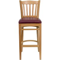 Natural Wood Restaurant Padded Bar Stool - Slatback-4