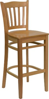 Natural Wood Restaurant Bar Stool - Slatback