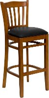 Cherry Wood Restaurant Padded Bar Stool - Slatback