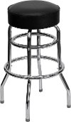 Black Double Ring Chrome Bar Stool
