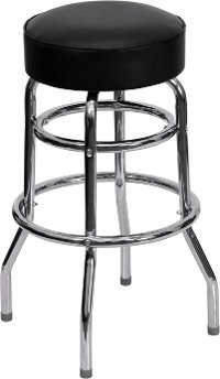 Black Double Ring Chrome Bar Stool