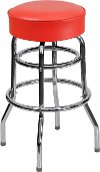 Red Double Ring Chrome Bar Stool