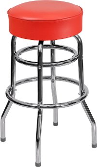 Red Double Ring Chrome Bar Stool