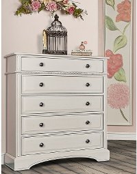 Classic Antique White 5 Drawer Chest - Evolur