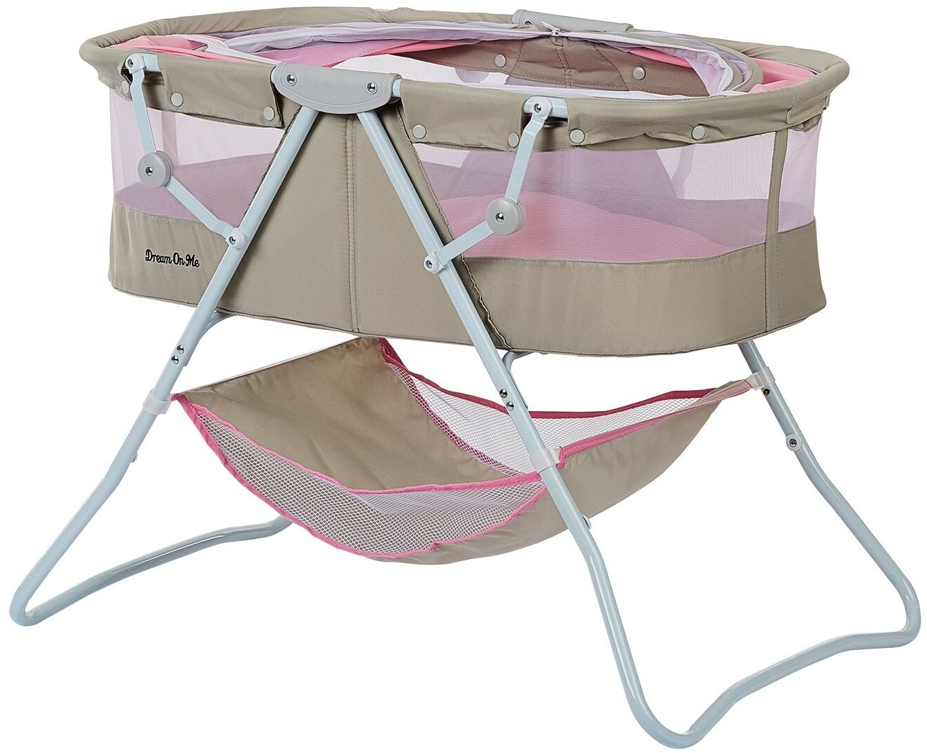 Pink and Gray Portable Baby Bassinet - Karley-3