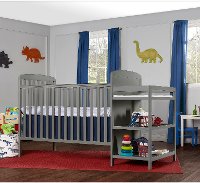 Contemporary Steel Gray 4 in 1 Crib and Changing Table Combo - Anna