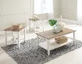 Classic Vintage Brown and White Living Room Table Set - Atticus
