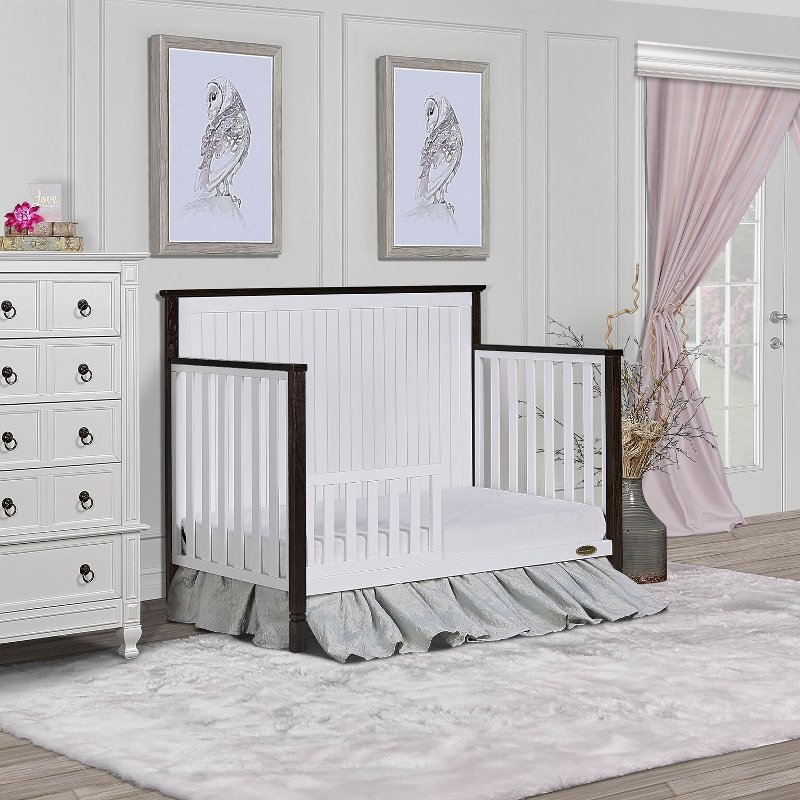 Contemporary White And Charcoal 5 In 1 Convertible Crib Alexa Ii