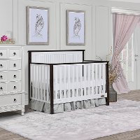 Contemporary White and Charcoal 5 in 1 Convertible Crib - Alexa II-3