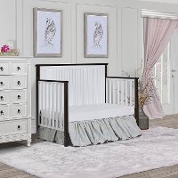 Contemporary White and Charcoal 5 in 1 Convertible Crib - Alexa II-4