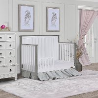 Contemporary White and Gray 5 in 1 Convertible Crib - Alexa II