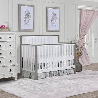 Contemporary White and Gray 5 in 1 Convertible Crib - Alexa II-3