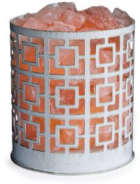 White and Brushed Gold Himalayan Salt Lamp - Candle Warmers