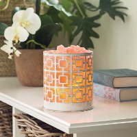 White and Brushed Gold Himalayan Salt Lamp - Candle Warmers-2