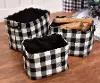 Clearance 11 Inch Black and White Plaid Basket with Handles