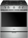 WEGA25H0HZ Whirlpool 5.8 cu. ft. Smart Contemporary Handle Slide-in Gas Range with EZ-2-LIFT Hinged Cast-iron Grates - Stainless Steel