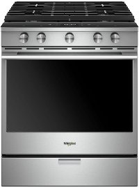 WEGA25H0HZ Whirlpool 5.8 cu. ft. Smart Contemporary Handle Slide-in Gas Range with EZ-2-LIFT Hinged Cast-iron Grates - Stainless Steel