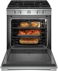 WEGA25H0HZ Whirlpool 5.8 cu. ft. Smart Contemporary Handle Slide-in Gas Range with EZ-2-LIFT Hinged Cast-iron Grates - Stainless Steel-3