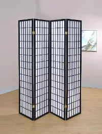 Transitional Black 4 Panel Screen
