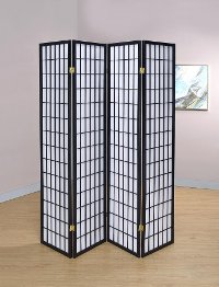 Transitional Black Four-Panel Screen