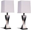 Antique Silver Twisted Polyresin Table Lamp (Set of 2)