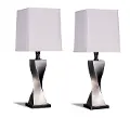 Antique Silver Twisted Polyresin Table Lamp (Set of 2)